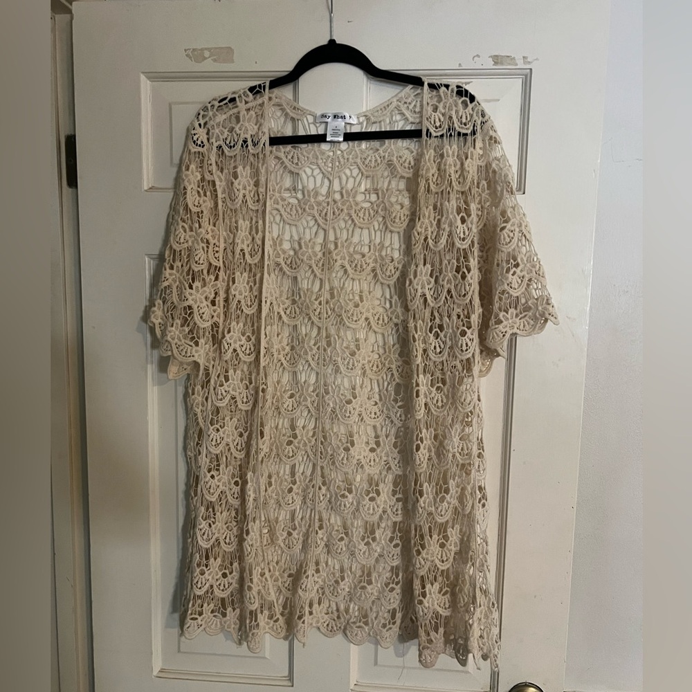 Open weave crochet cardigan